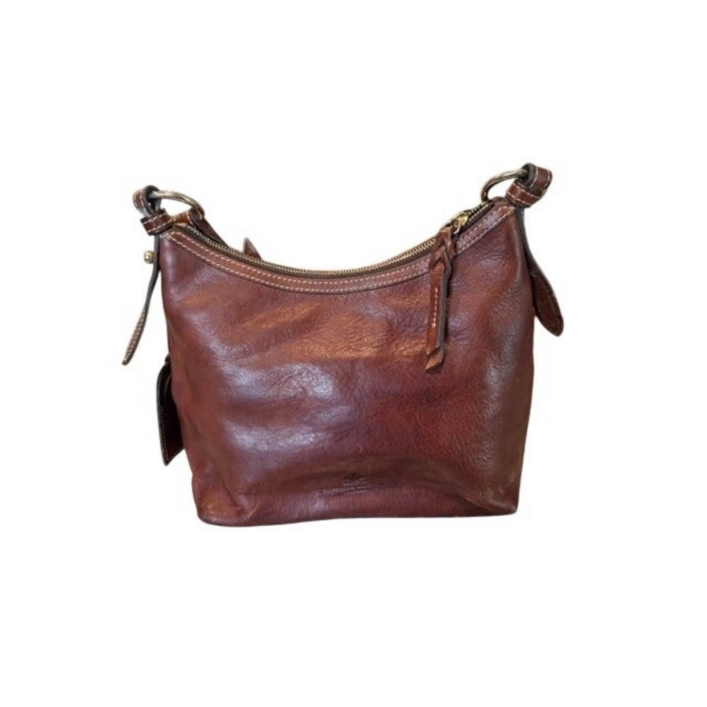 Dooney & Bourke Florentine Vacchetta Leather Hobo Bag Brown Shoulder Bag Pockets - Picture 5 of 10